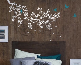 Vinyl wall sticker decal Spring Branch and Flying Birds decal