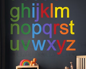 Removable Rainbow Alphabets Bold Modern and Minimalist Wall Decal Wall Sticker wallpaper suitable for baby kids room nursery