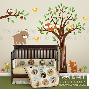 Children Wall Decal Wall Sticker tree decal Full Tree with Branch Forest Friends Kids Decal