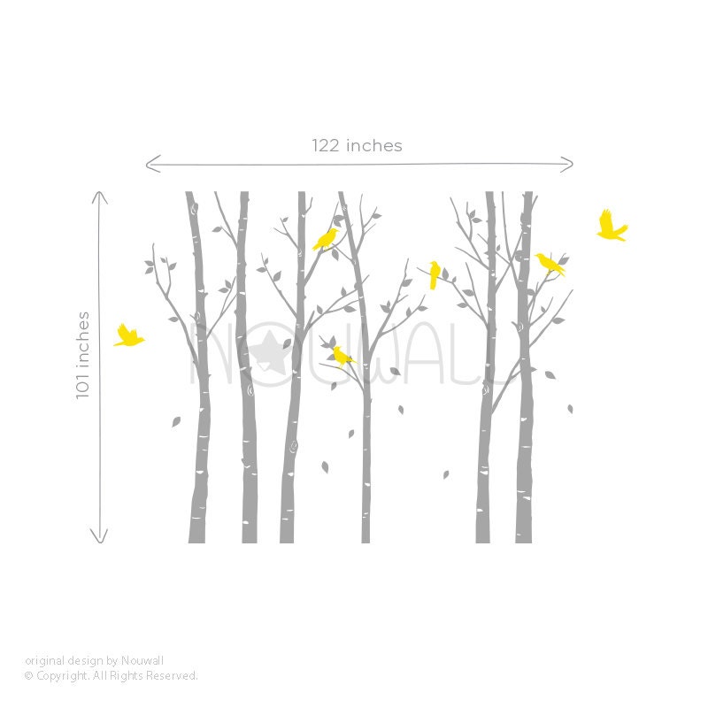 Removable Forest Winter Tree With Birds Wall Decal Wall Sticker - Etsy