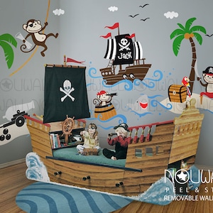 Pirates Wall Decals Ship Captain Jack Treasure Island Adventure boys Kids Wall Decal Wall sticker