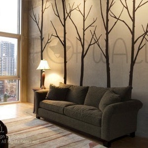 Vinyl Wall Decal Sticker Art Winter Trees set of 6 trees