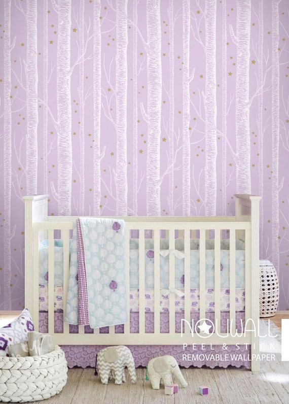 White Birch Tree on Pale Purple Pink Background With Gold - Etsy White Birch Tree on Pale Purple Pink Background With Gold - Etsy