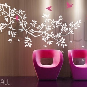 Lente Tak Muursticker Vogels Boom muursticker Muursticker Wanddecor