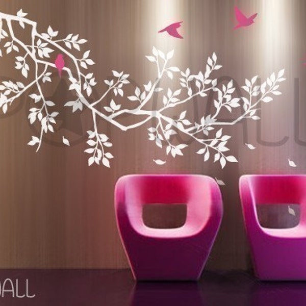 Spring Branch Wall decal Birds Tree wall decal Wall sticker Wall decor