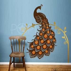 Peacock Wall Decal Animal Wall Decal bird of paradise wall decal Vinyl Art Wall Sticker home decor image 2