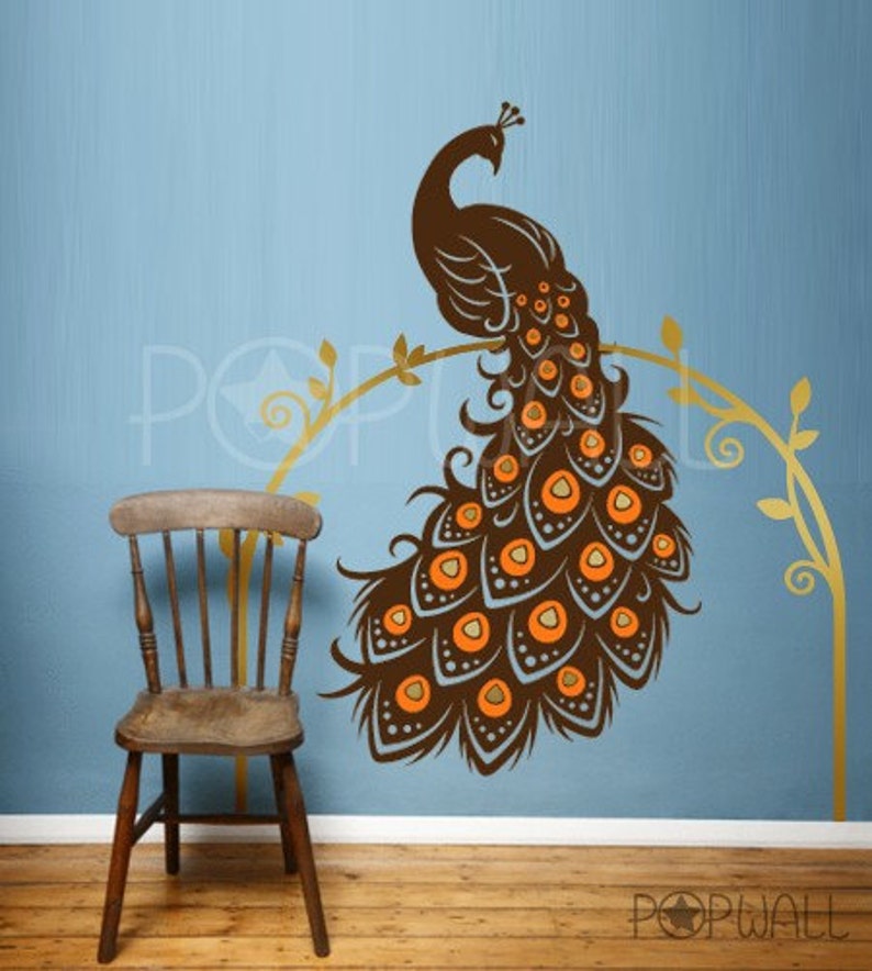 Peacock Wall Decal Animal Wall Decal bird of paradise wall decal Vinyl Art Wall Sticker home decor image 2