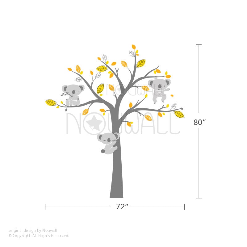 Baby Wall Decal Animal Koala Bear Tree Wall Sticker Wallpaper Etsy