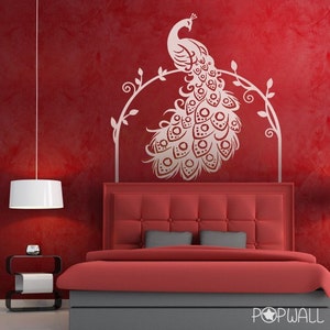 Peacock on Arch wall decal bird Animal wall decal wall sticker Vinyl home decor wall decor image 1