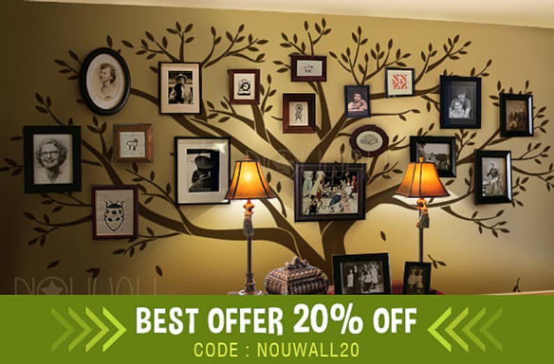 Tree Wall Decals Family Tree Wall decal Photo frame tree Wall Stickers wall decor wall art image 1