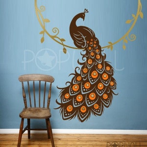 Peacock Wall Decal Animal Wall Decal bird of paradise wall decal Vinyl Art Wall Sticker home decor image 1