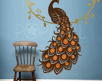 Peacock Wall Decal Animal Wall Decal bird of paradise wall decal Vinyl Art Wall Sticker home decor