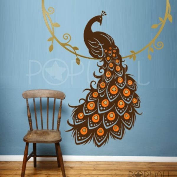 Peacock Wall Decal Etsy