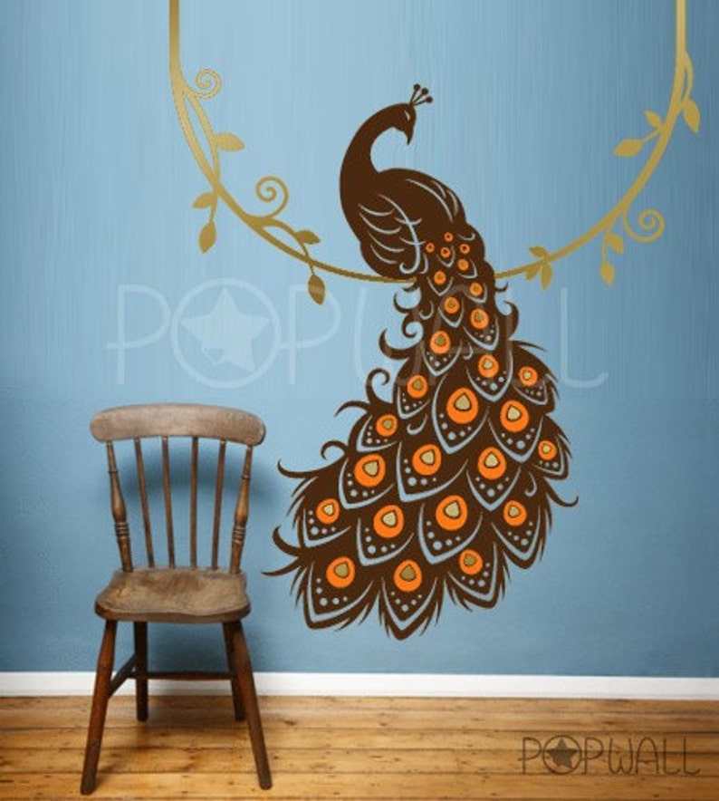 Peacock Wall Decal Animal Wall Decal bird of paradise wall decal Vinyl Art Wall Sticker home decor image 1