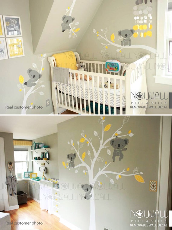 Baby Wall Decal Animal Koala Bear Tree Wall Sticker Wallpaper Etsy