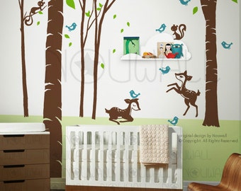 Art Wall Sticker Wall Decals Tree Decal Fairy Tale Woodland animal decal