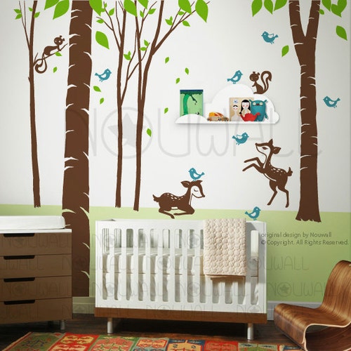 Art Wall Sticker Wall Decals Tree Decal shops Fairy Tale Woodland animal decal
