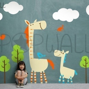 Children Wall Decal Sticker Horse wall decal with Growth Charts wall decals