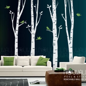 Tree Wall Decal Wall Sticker Art Birch Tree Decal with birds image 3