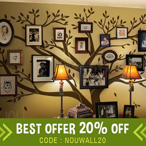 Family Tree Wall Decal Office Wall Decals Photo Frame Tree Etsy