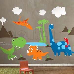 Dinosaurs Wall Decal pterodactyl triceratops T-rex Wall Decal Wall Sticker Art Graphic room decor image 2