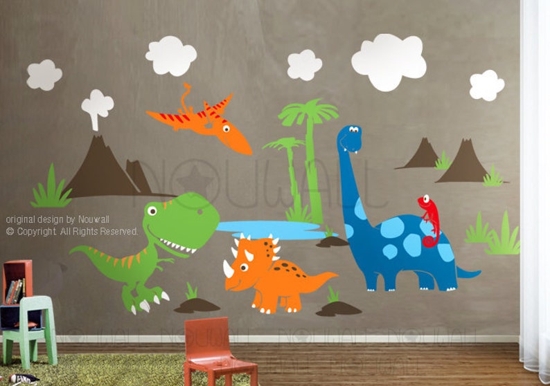 Dinosaurs Wall Decal triceratops Apatosaurus T-rex pterodactyl chameleon kids Wall Decal Wall Sticker image 2