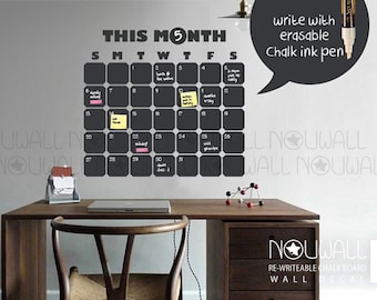 Daily Chalkboard Decal Wall Calendar Memo Words Office Wall Decal Wall Sticker