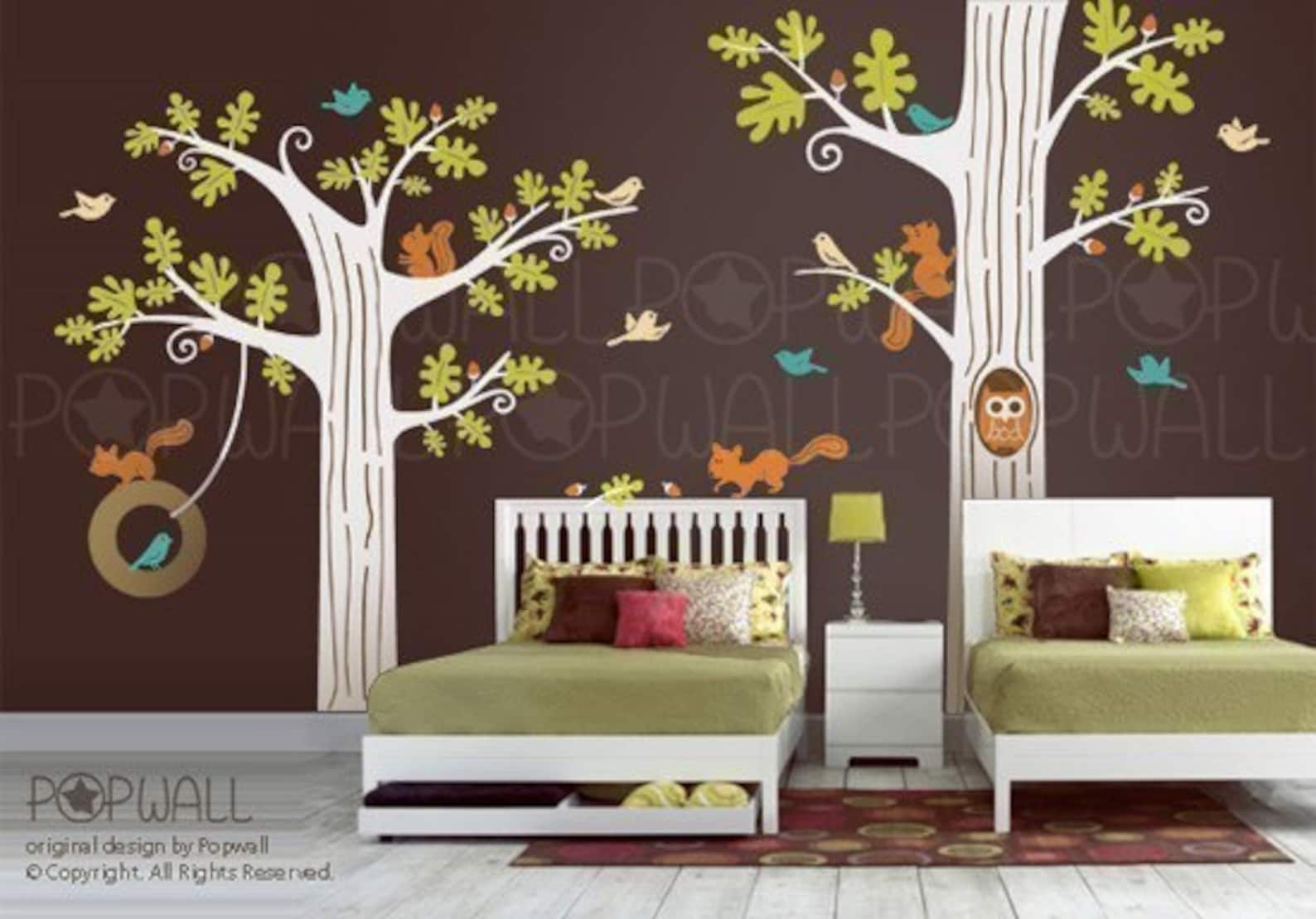 Kids Wall Decals Wall Sticker Tree Wall Decal Animals in - Etsy