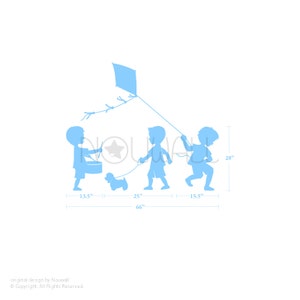 Little Girls silhouette picking flowers pulling wagon and flying a kite Children Kids Wall Sticker Wall Decal image 4