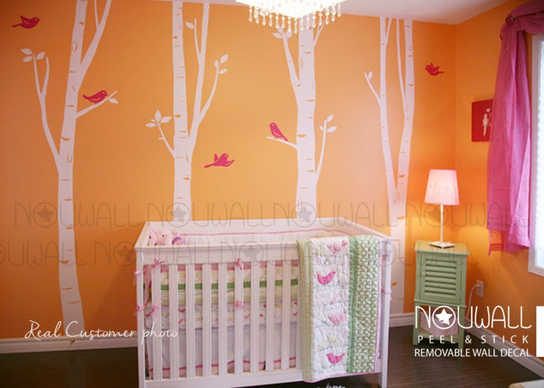 Tree Wall Decal Wall Sticker Art Birch Tree Decal with birds image 4