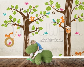 Kids Wall Decals Wall Sticker Tree Decal Animal Friends in Woodland