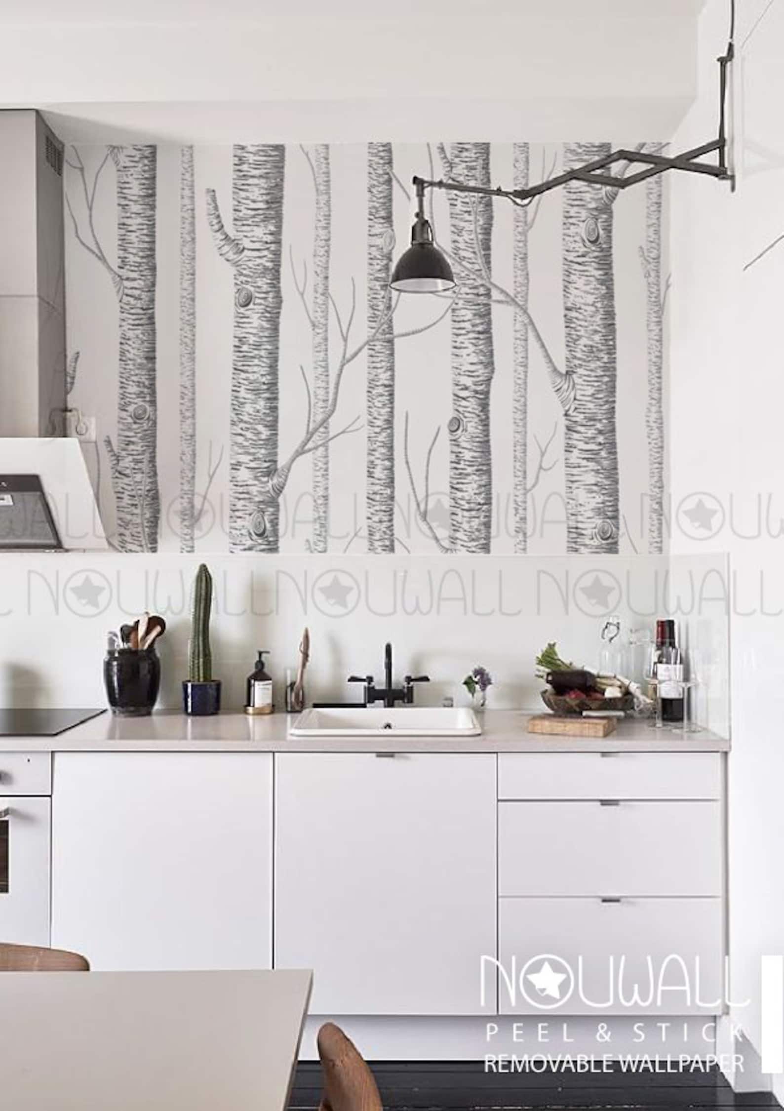 Birch Tree Peel & Stick Wallpaper Wall Decal Wall Sticker Etsy