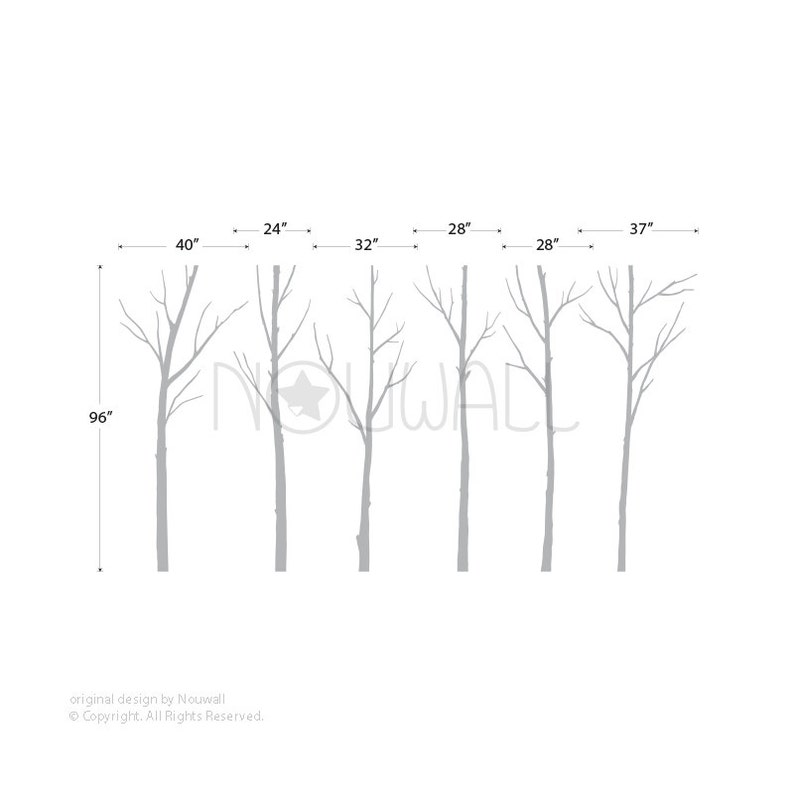 Vinyl Wall Decal Wall Sticker Tree Decal Art Winter Trees set of 6 trees image 4