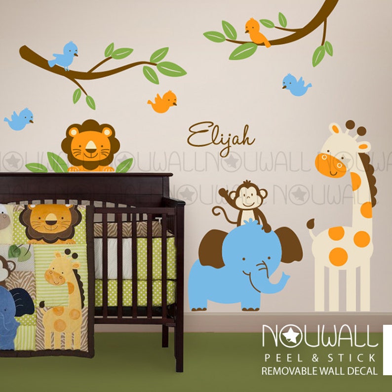 Baby Nursery Wall Decal Tiddliwinks Safari Friends Animal Etsy