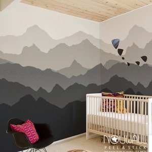 Paisaje de montaña escandinavo pelar y pegar Papel pintado escandinavo decoración del hogar decoración de la pared calcomanías de pared pegatina de pared tela reutilizable imagen 4