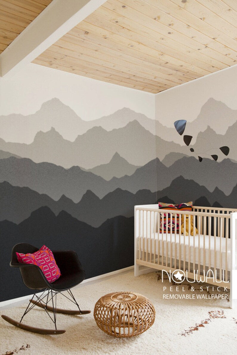 Paisaje de montaña escandinavo pelar y pegar Papel pintado escandinavo decoración del hogar decoración de la pared calcomanías de pared pegatina de pared tela reutilizable imagen 4