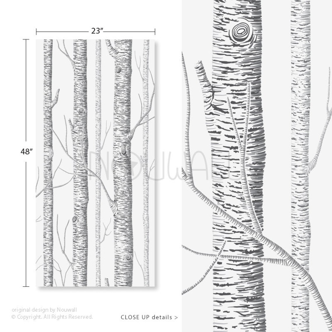 Birch Tree Peel & Stick Wallpaper Wall Decal Wall Sticker Etsy