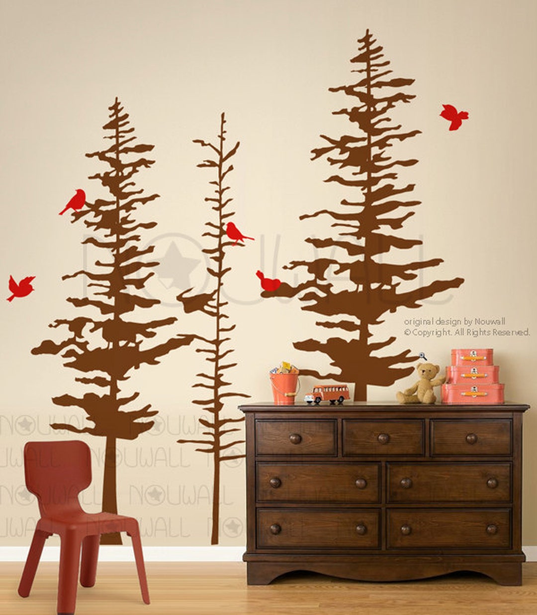 Art Wall Decals Wall Stickers Pine Trees Decal Pine Cone Tree Wall ...