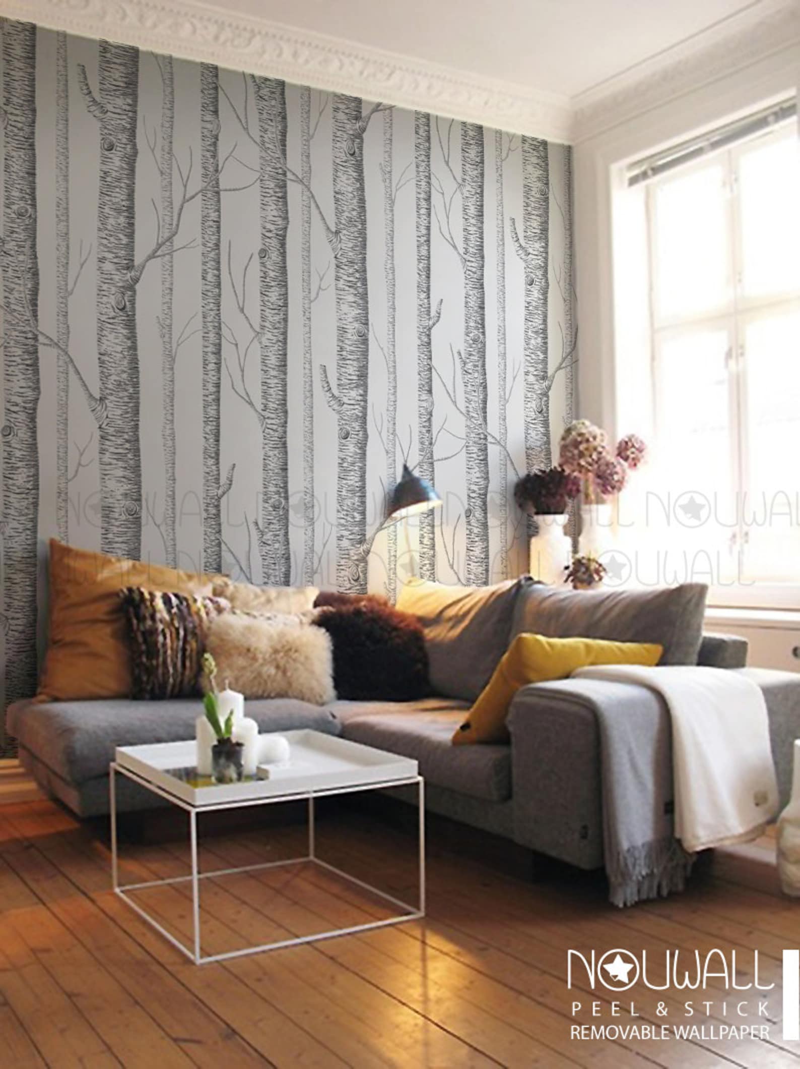 Birch Tree Peel & Stick Wallpaper Wall Decal Wall Sticker Etsy