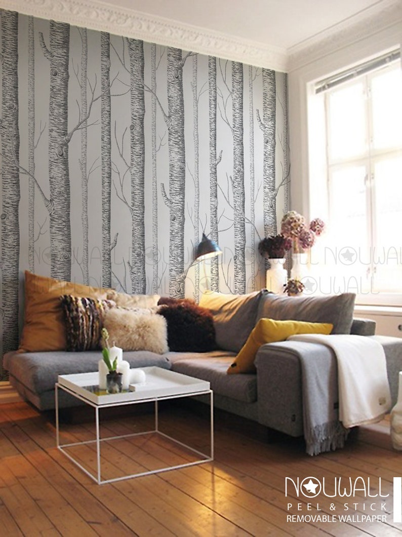 Birch Tree Peel & Stick Wallpaper Wall Decal Wall Sticker Etsy UK