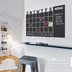 Chalkboard Wall Calendar Monthly Planner use with Rewrite-able Chalk Ink Pen Modern day Wall Decal Sticker for Home and Office