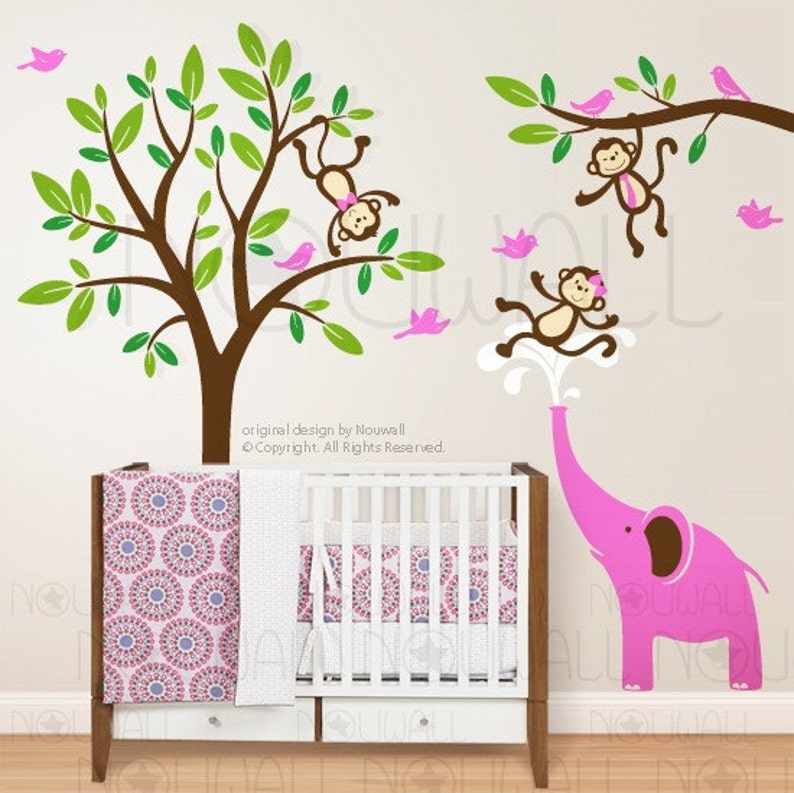 Kids Wall Decals Wall Stickers Tree Wall Decal Monkeys & Etsy