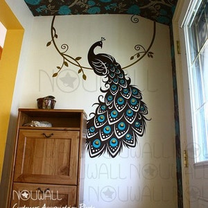 Peacock Wall Decal Animal Wall Decal bird of paradise wall decal Vinyl Art Wall Sticker home decor image 3