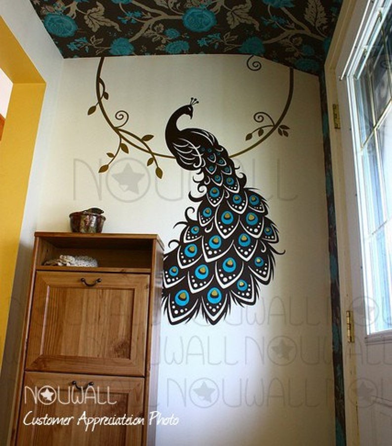 Peacock Wall Decal Animal Wall Decal bird of paradise wall decal Vinyl Art Wall Sticker home decor image 3