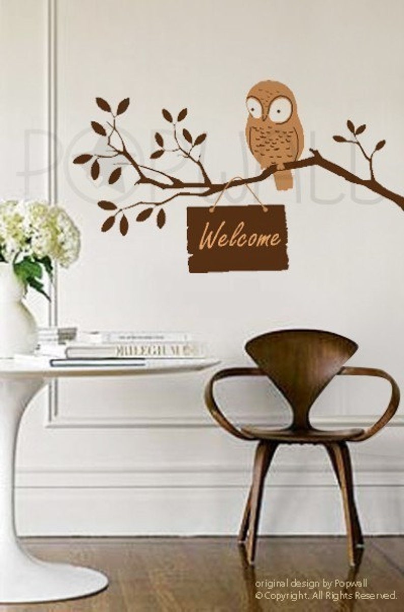 Owl Wall Decal on Tree Branch Wall decals Wall sticker Art Etsy