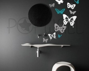 Butterflies set of 13 in 3 colors vinyl wall sticker decal