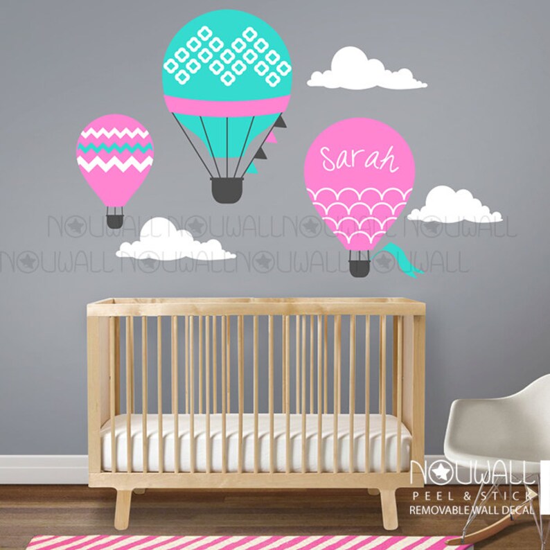Hot Air Balloon Wall decal Wall Sticker with custom name Etsy