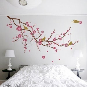 Tree nature birds flower Cherry Blossom Branch Wall decal Wall sticker wall decor vinyl image 1