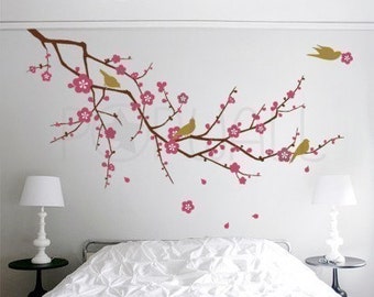 Tree nature birds flower Cherry Blossom Branch Wall decal Wall sticker wall decor vinyl