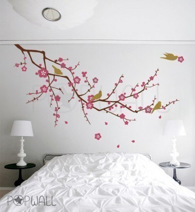 Tree nature birds flower Cherry Blossom Branch Wall decal Wall sticker wall decor vinyl image 1